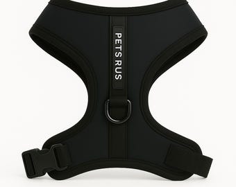 Charcoal Black Dog Harness | Matte Hardware No-Pull Adjustable Vest | Breathable Neoprene Front Clip Walking Gear