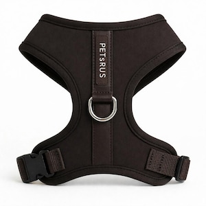 Neoprene No Pull Dog Harness | Adjustable Padded Vest with Dual Leash Clips | Soft Mesh Breathable Everyday Walking Gear Neutral Colors Dark Brown