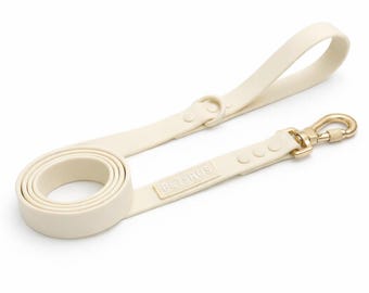 Ivory Cream PVC Dog Leash | Champagne Gold Locking Carabiner | Waterproof Coated Lead | Odor Resistant 5ft Training Gear