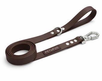 Dark Chocolate Brown Dog Leash | Waterproof PVC Coated Lead | Failsafe Locking Carabiner | Odor Resistant 5ft Training Gear