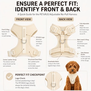 Neoprene No Pull Dog Harness | Adjustable Padded Vest with Dual Leash Clips | Soft Mesh Breathable Everyday Walking Gear Neutral Colors image 3
