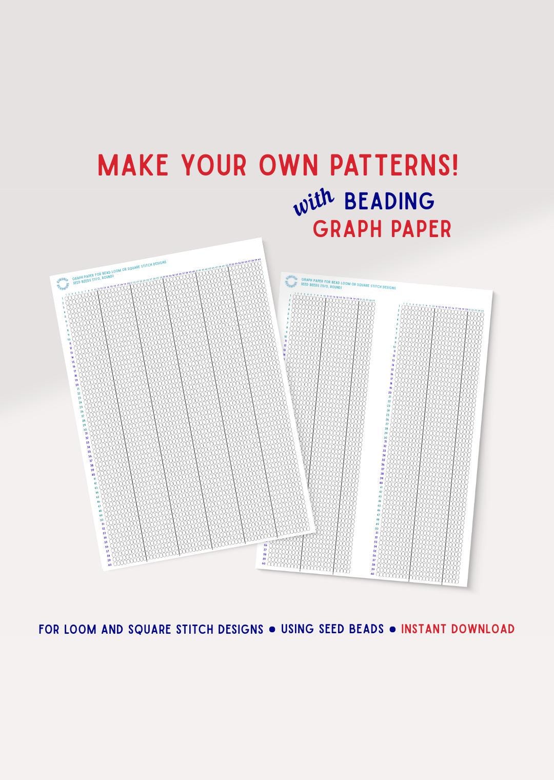Bead Pattern Graph Paper Beading Graph Paper Printable, Loom & Square Stitch, Round Seed Beads ...