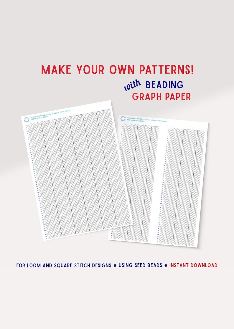 Beading Graph Paper Printable, Loom & Square Stitch, Round Seed Beads ...