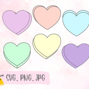Heart Clipart, Heart Candy Clip Art, Sweethearts Candy Clipart,  Conversation Hearts Clipart Commercial & Personal BUY 2 GET 1 FREE 