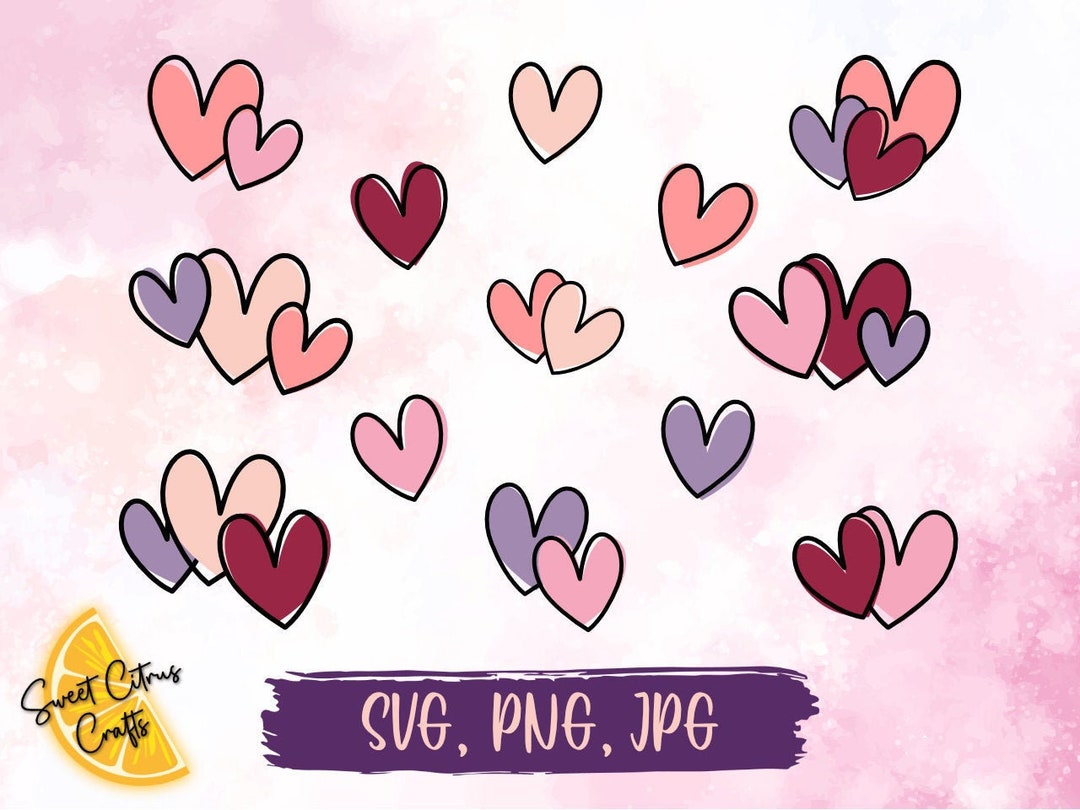 Set of 14 Hand Drawn Heart Svg's Valentines Day Heart SVG Bundle ...