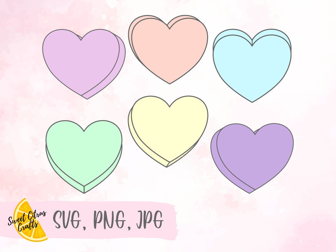Blank Candy Heart SVG Conversation Heart SVG Valentines Day SVG Candy ...