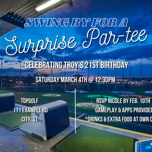 Topgolf Birthday Party Invitation, Surprise Party Invitation, Golf Pun Invitation