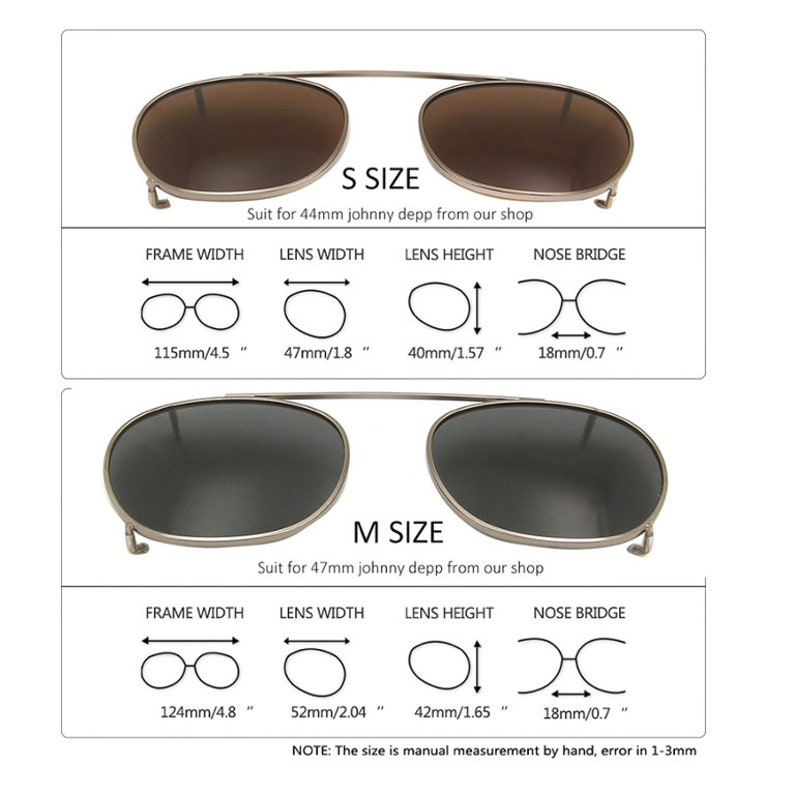 Tart Arnel Style Sunglasses Clip to fit 44 or 47 eyeglasses frame Johnny Depp image 3