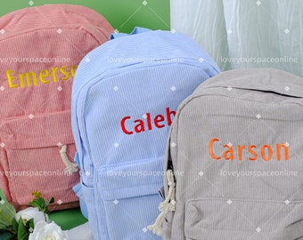 Personalized Corduroy Backpacks: Handcrafted School Bags for Kids and Toddlers