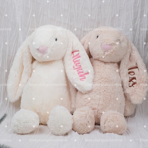 Lapin en peluche personnalisé : parfait pour les baby showers et les cadeaux de Pâques pour les nouveau-nés et les enfants