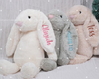 Lapin en peluche personnalisé : parfait pour les baby showers et les cadeaux de Pâques pour les nouveau-nés et les enfants