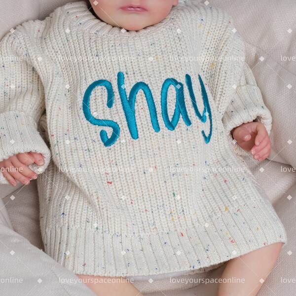 Custom Handmade Sweater: Embroidered Name for Babies, Personalized Birthday Jumper for Toddlers, Unique Newborn Outfit