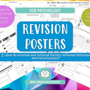 Peut inclure: Affiche de révision pour la psychologie VCE, unité 2, axée sur la façon dont les facteurs internes et externes influencent le comportement et les processus mentaux. Les affiches sont conçues pour le programme d'études VCAA 2023 et sont disponibles en téléchargement numérique instantané.