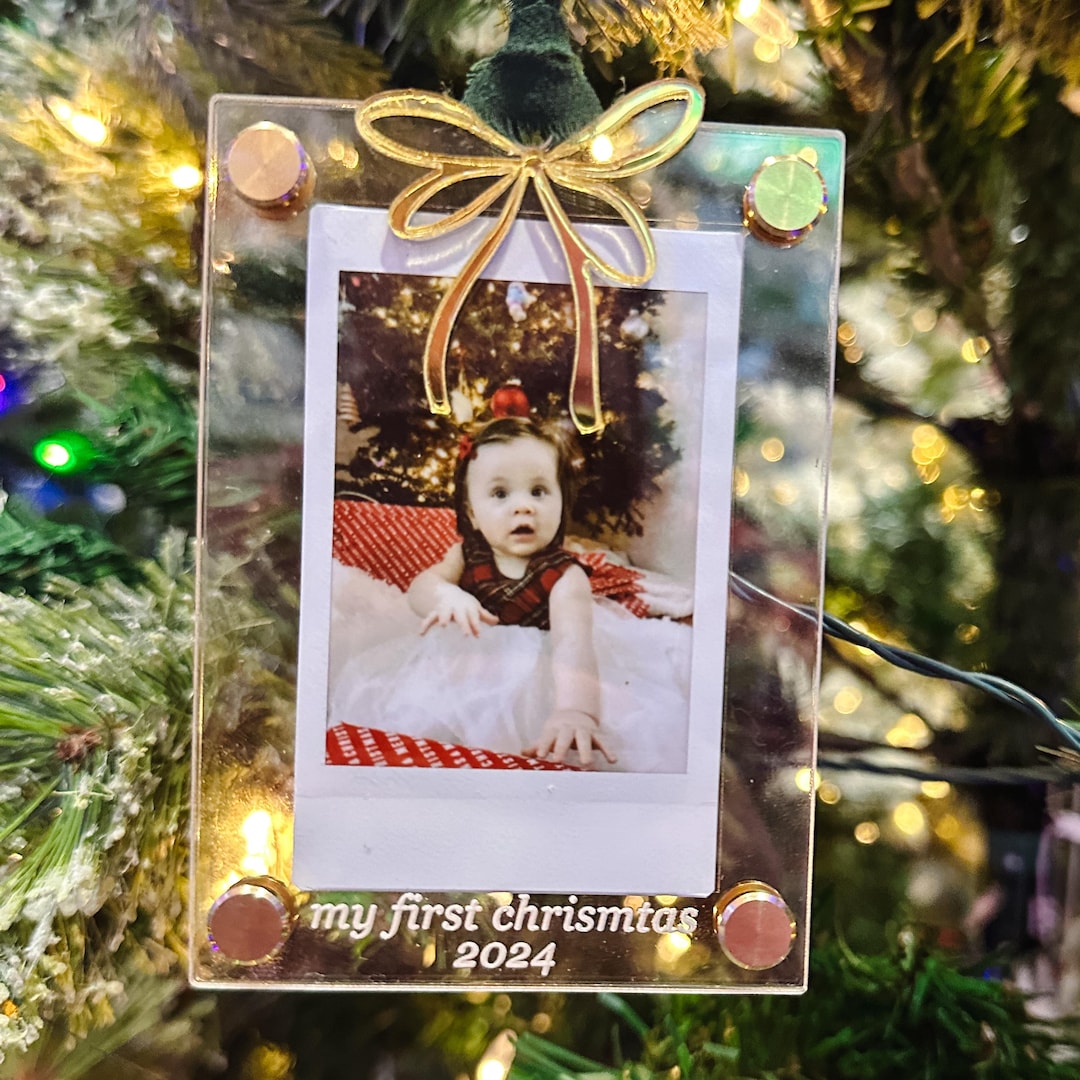 Polaroid Frame Christmas Ornaments, Polaroid Picture, Bow