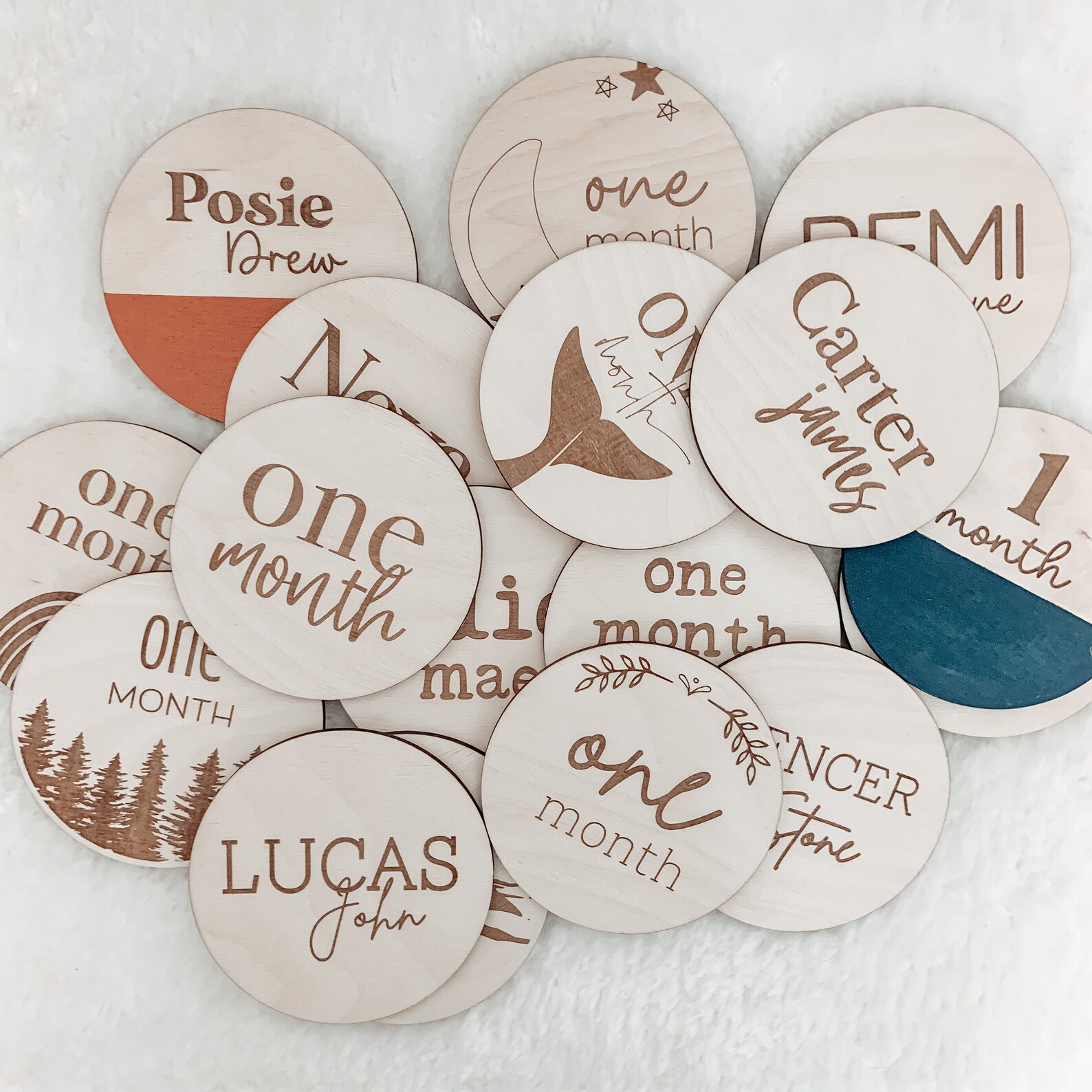 Wooden Monthly Baby Mountain Milestone Discs Milestone Disc Etsy