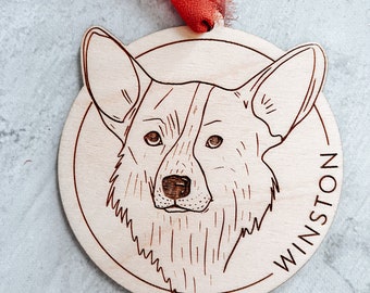 Dog Drawing Ornament | Custom Pet Ornament Christmas Dog Ornament Line Drawing | Line Art Unique Dog Ornament Personalized | Dog Breeds