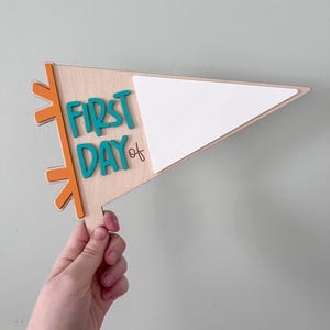 Personalized First Day of School Flag Sign Back To School pennant First Day of Kindergarten Interchangeable first day of school sign