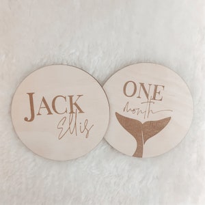 Wooden Monthly Baby Whale Milestone Discs | Milestone Disc | Baby by the Month For Photos | Baby Gift | Baby Milestone Cards