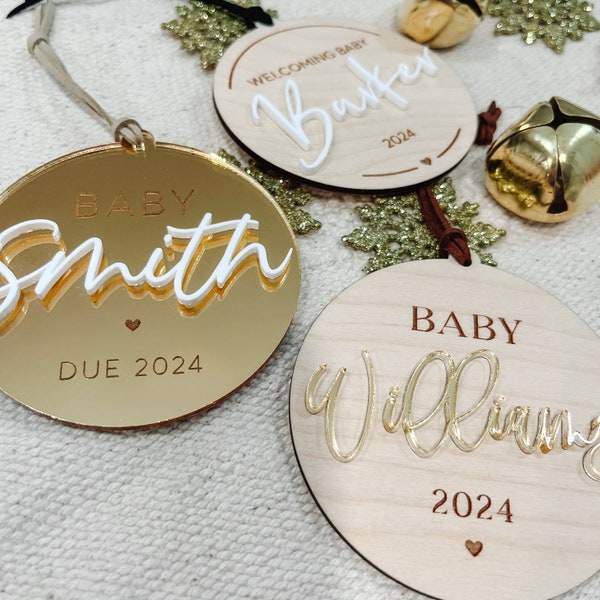 Welcoming Baby Christmas Ornament, Personalized Christmas Pregnancy Announcement, Personalized Welcoming Ornament, New 2024 Design