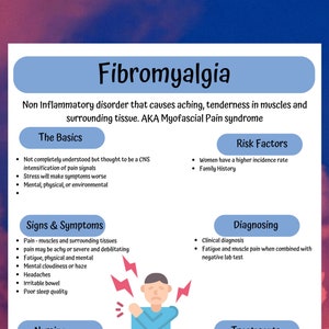 Nursing school notes, MedSurg Neurology Fibromyalgia, this cheat sheet gives you the need to know information.