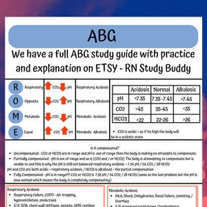 ABG or Arterial Blood Gas Nursing School Notes, Med Surg Pulmonary ...