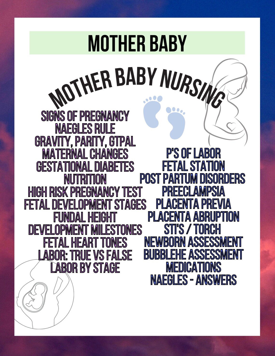 Maternal Newborn Nursing cheat sheet and study guide hesi | Etsy
