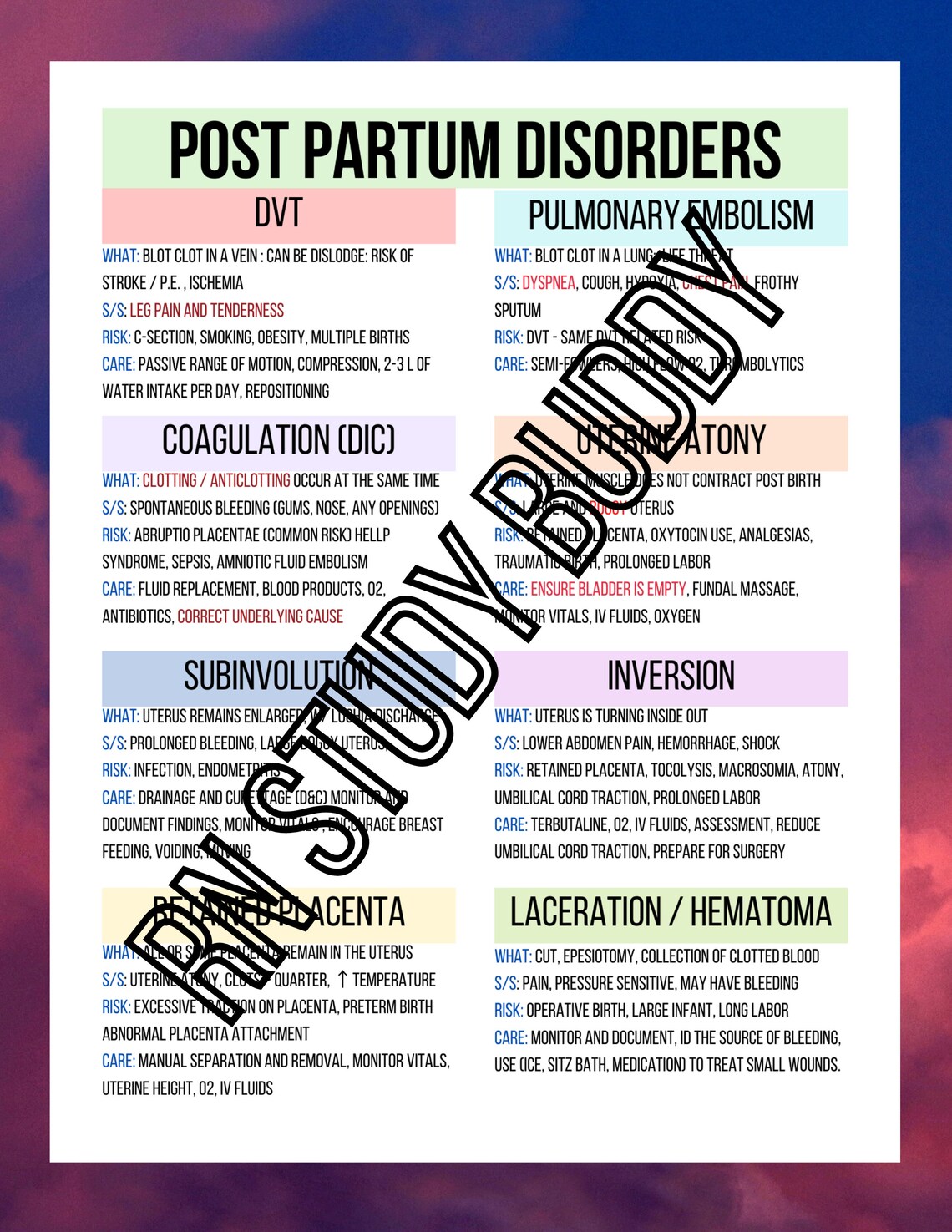 Maternal Newborn Nursing cheat sheet and study guide hesi Etsy