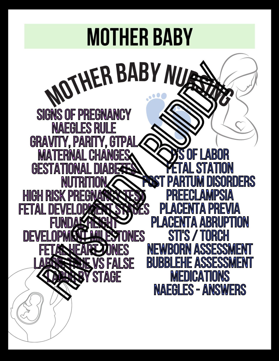 Nursing OB, Mother Baby Nursing School, Nursing Study Guides, Nursing ...