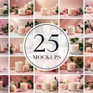 25 Valentines White Candle Mockup Bundle, Candle Mockup, Clear Candle Jar Mockup, Valentines Day Mockup , Mothers Day Mockup Candle Bundle