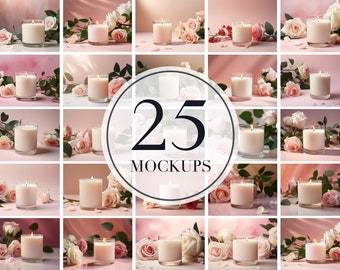 25 Valentines White Candle Mockup Bundle, Candle Mockup, Clear Candle Jar Mockup, Valentines Day Mockup , Mothers Day Mockup Candle Bundle