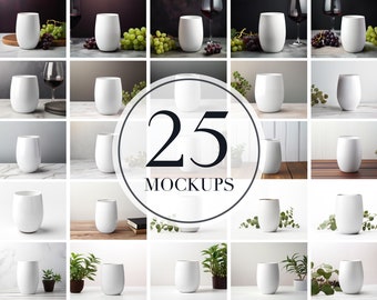 25 White Wine Tumbler MockUp Wine Mock up Wedding Mock Up Photograph Styled Stock Photo Stemless Wine Glass Mockup PNG Digital Download