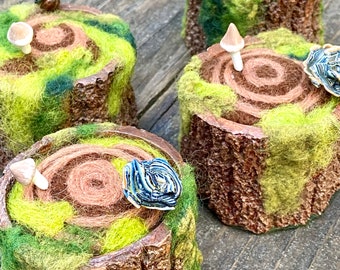 Handmade Tree Stump Pin Cushion, Magical Woods Sewing Notion, For Nature Lover Seamstress or Everyday Mending, Unique Gift, Practical Art