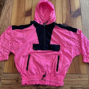 Vintage 90’s Paris Sport Club Womens Windbreaker Jacket Neon Pink Barbie