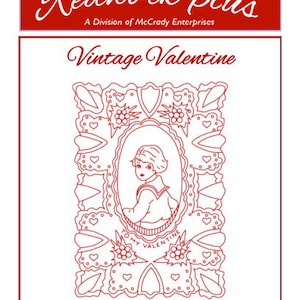 Vintage Redwork Valentine No 3-Redwork plus-Handstickerei