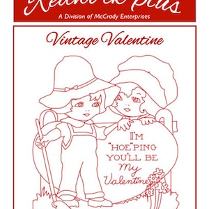 Vintage Redwork Valentine No 2-Redwork plus-Handstickerei