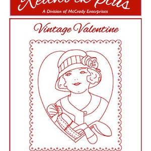 Vintage Redwork Valentine No 4-Redwork plus-Handstickerei