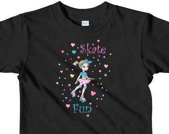 Skate Fun Roller Skate Camiseta / Camisa de patinaje / Divertido niñas camisa / lindo regalo de cumpleaños para skater / manga corta niños camiseta