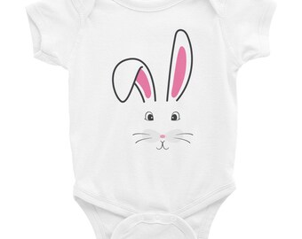 Baby Bunny Rabbit Face Bodysuit / Cute Onesie / Lindo regalo de baby shower