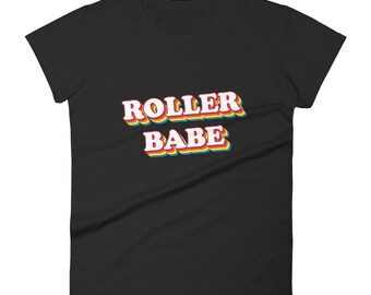 Roller Babe Vintage Vibe Tee / Roller Skating Gift / Rollerblade Lover / Skateboard Retro Beach Vibe Camiseta / Camiseta de manga corta para mujer