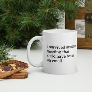I Survived Another Meeting That Could Have Been An Email Funny Office Mug Humorous Mug for Work Mug 11 Fluid ounces