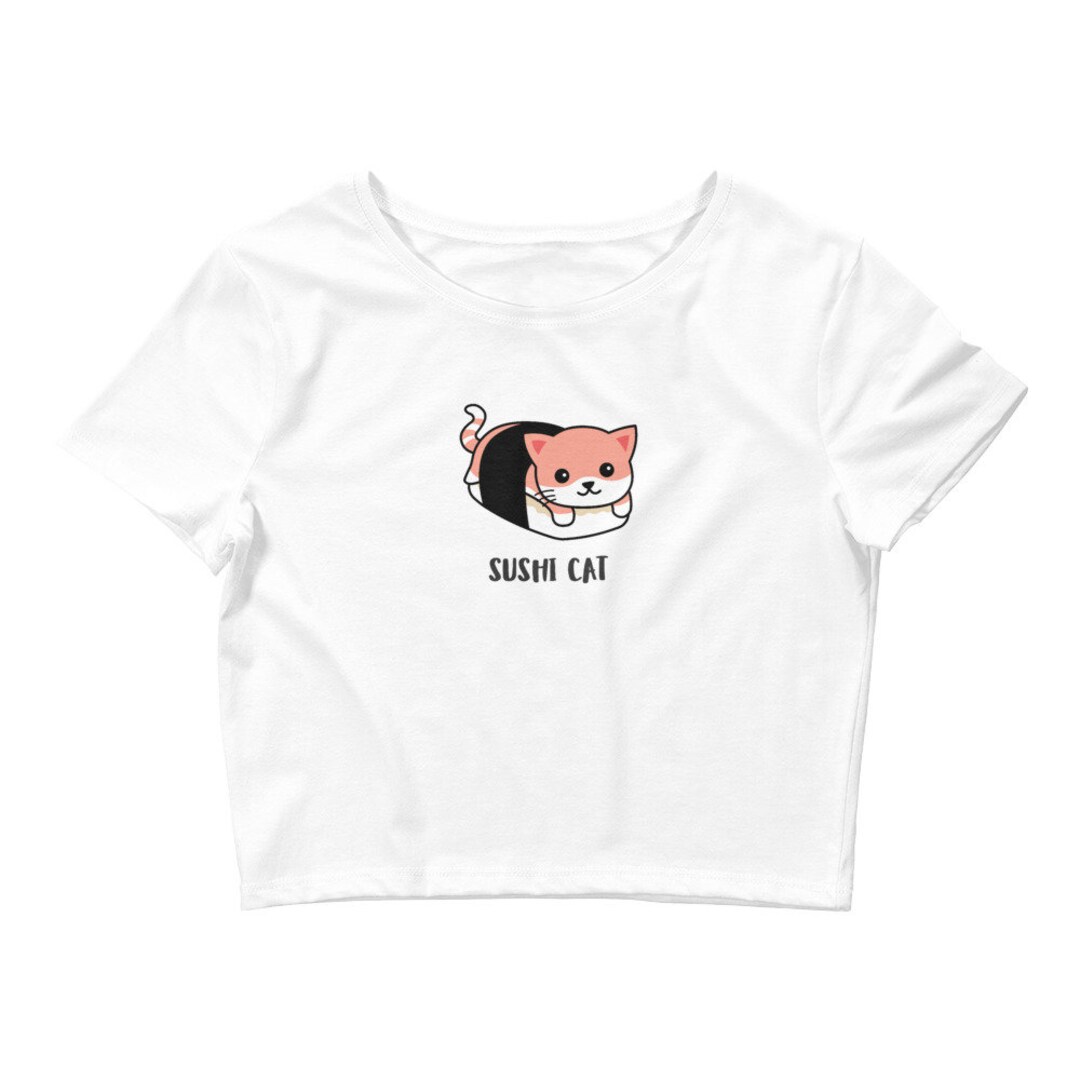 Sushi Cat, Cute, Funny, Cat Kawaii Style Womens Crop Tee Etsy