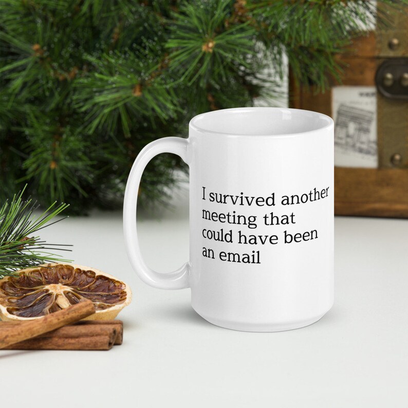 I Survived Another Meeting That Could Have Been An Email Funny Office Mug Humorous Mug for Work Mug 15 Fluid ounces