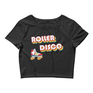 Roller Disco Tee | Gift for Roller Skater | 70&#39;s Vibe Shirt | Disco Lover Too | 80&#39;s Tee | Women’s Crop Tee