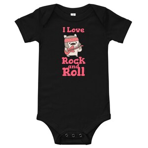 I Love Rock and Roll、クールキャットベビーワンジー、ワンピースボディスーツTシャツ、ベビーシャワーギフト