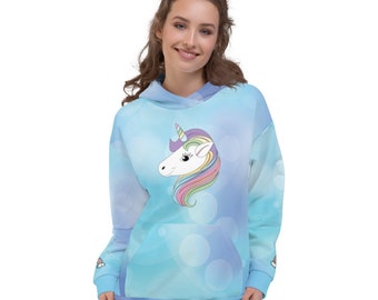 Unicornio / Arco iris / Lindo estilo Kawaii / Burbujas / Pastel Colored Unisex Sudadera con capucha