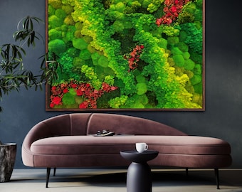 Preserved Moss Wall Art with Flowers: Handmade Botanical Frame
