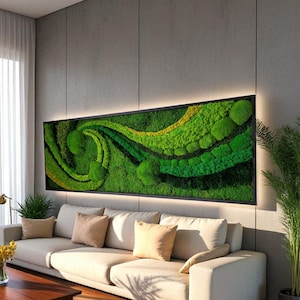 Moss Wall Art – Preserved Moss Frame – Natural Moss Art – Green Wall Decor – Nature Room Decoration