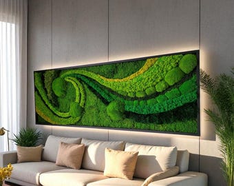 Preserved Moss Wall Art: Natural Green Room Decor