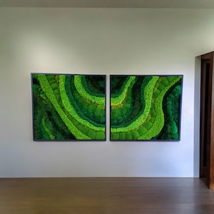 Moss Wall Art – Preserved Moss Frame – Natural Moss Art – Green Wall Decor – Nature Room Decoration