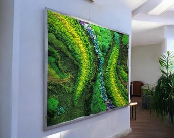 Preserved Moss Wall Art with Flowers: Handmade Botanical Frame